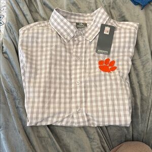 Knights Apparel Light Gray Plaid Men's Shirt Clemson Shirt